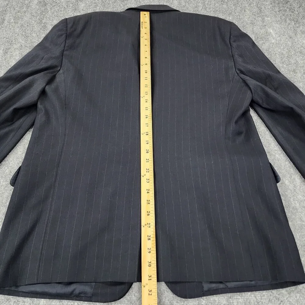 Brooks Brothers Blazer Mens 45 Reg Black Pinstripe Wool Cashmere Italy Sport